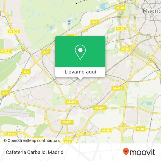 Mapa Cafeteria Carballo, Calle de Guabairo, 21 28047 Vista Alegre Madrid