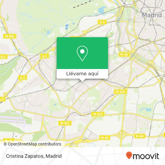 Mapa Cristina Zapatos, Calle Halcón, 38 28025 Vista Alegre Madrid
