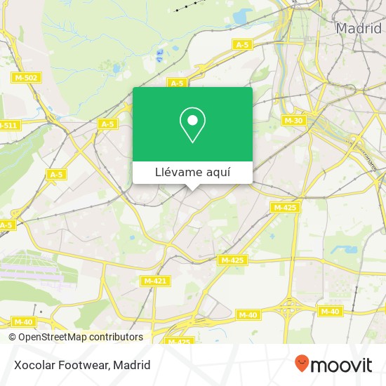 Mapa Xocolar Footwear, Avenida de Nuestra Señora de Fátima, 13 28047 Vista Alegre Madrid