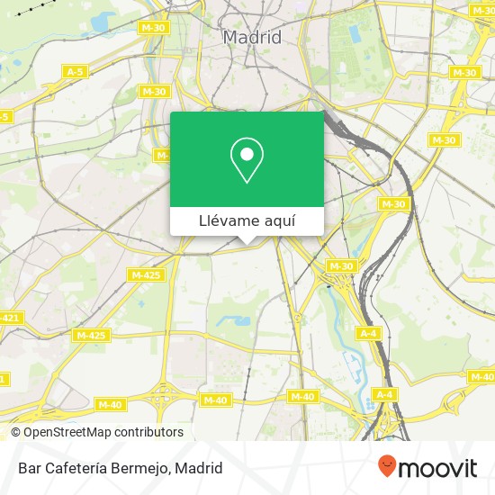 Mapa Bar Cafetería Bermejo, Calle Ramón Luján, 27 28026 Moscardó Madrid