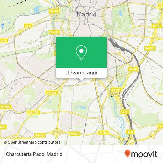 Mapa Charcutería Paco, Calle de Amparo Usera 28026 Moscardó Madrid