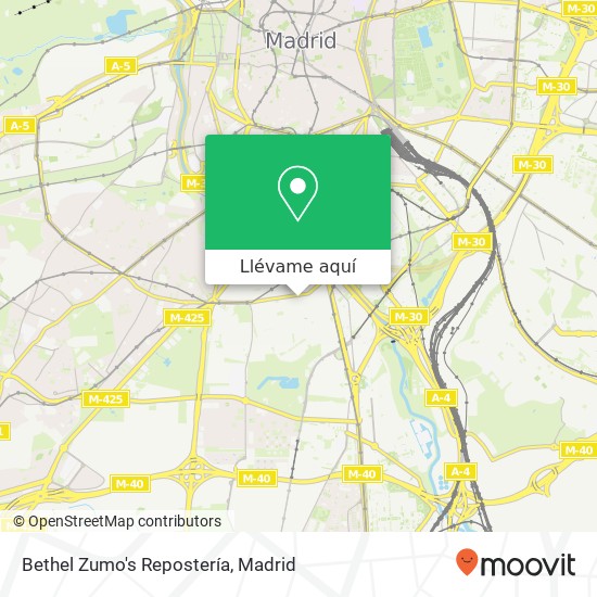 Mapa Bethel Zumo's Repostería, Calle del Amor Hermoso, 32 28026 Almendrales Madrid