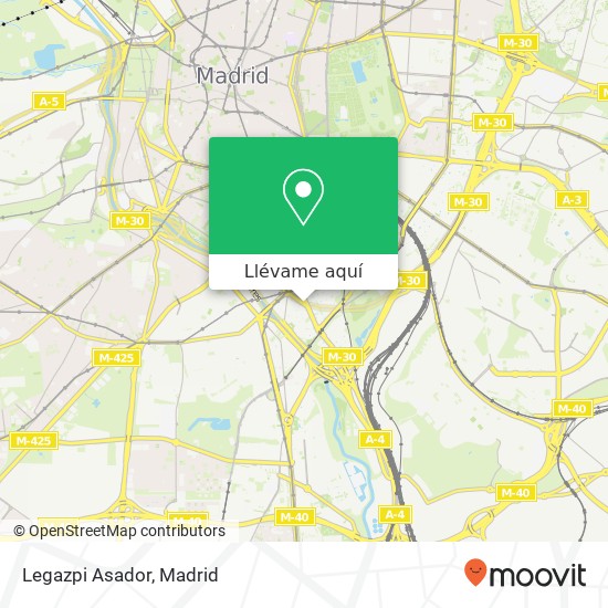 Mapa Legazpi Asador, Paseo del Molino, 8 28045 Legazpi Madrid