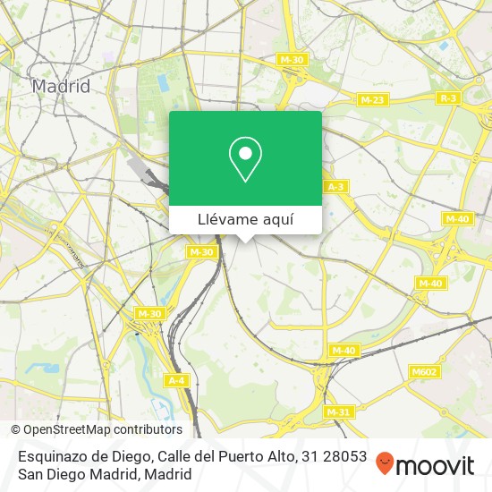 Mapa Esquinazo de Diego, Calle del Puerto Alto, 31 28053 San Diego Madrid