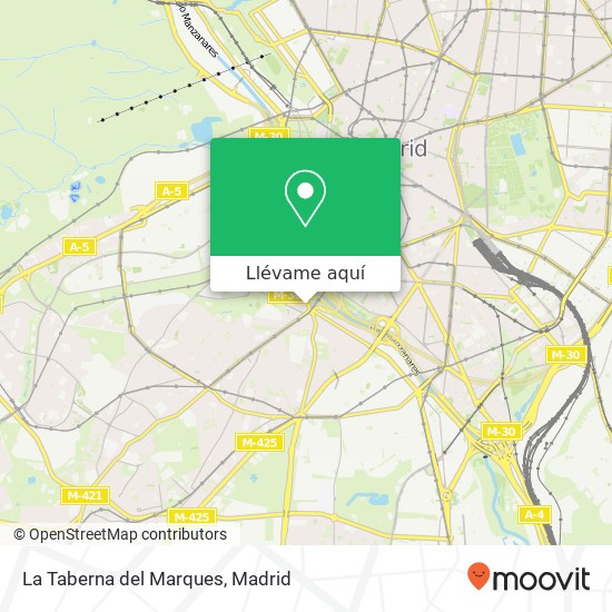 Mapa La Taberna del Marques, Glorieta Marqués de Vadillo, 9 28019 San Isidro Madrid