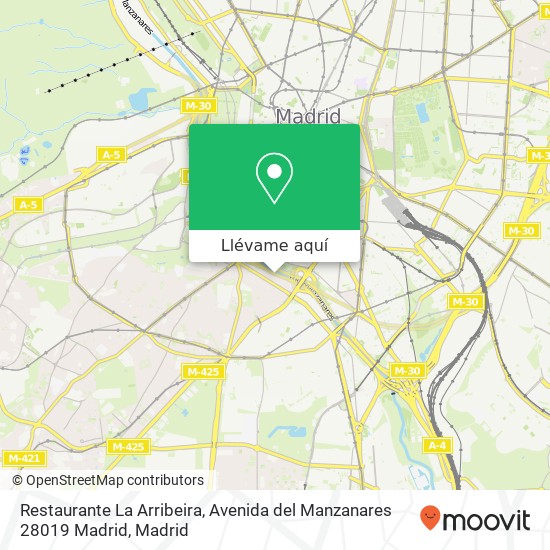 Mapa Restaurante La Arribeira, Avenida del Manzanares 28019 Madrid