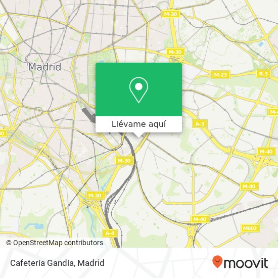 Mapa Cafetería Gandía, Calle Gandía, 6 28007 Adelfas Madrid