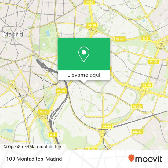 Mapa 100 Montaditos, Avenida de la Albufera, 67 28038 Numancia Madrid