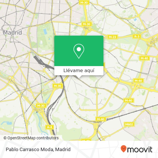 Mapa Pablo Carrasco Moda, Avenida de la Albufera, 65 28038 Numancia Madrid