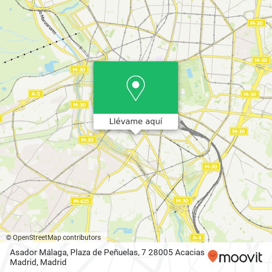 Mapa Asador Málaga, Plaza de Peñuelas, 7 28005 Acacias Madrid
