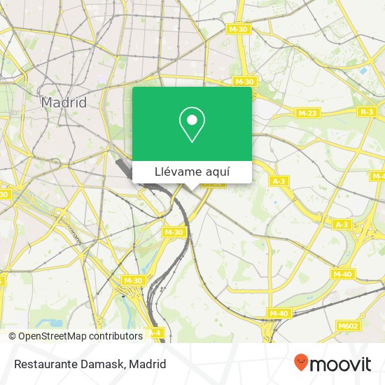 Mapa Restaurante Damask, Avenida de la Ciudad de Barcelona, 93 28007 Adelfas Madrid