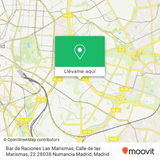 Mapa Bar de Raciones Las Marismas, Calle de las Marismas, 22 28038 Numancia Madrid