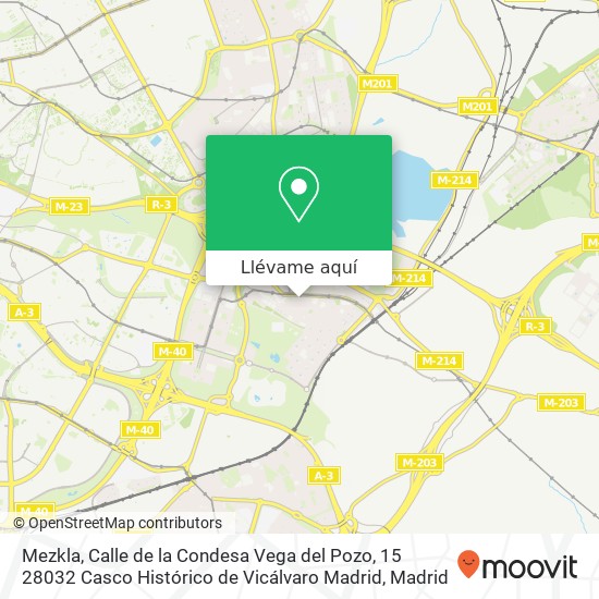 Mapa Mezkla, Calle de la Condesa Vega del Pozo, 15 28032 Casco Histórico de Vicálvaro Madrid