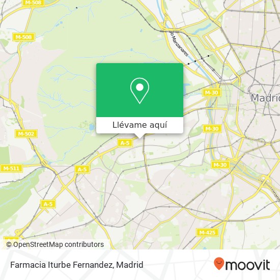 Mapa Farmacia Iturbe Fernandez, Calle de Almazán, 40 28011 Lucero Madrid