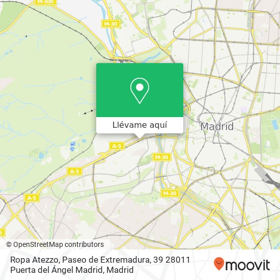 Mapa Ropa Atezzo, Paseo de Extremadura, 39 28011 Puerta del Ángel Madrid