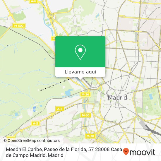 Mapa Mesón El Caribe, Paseo de la Florida, 57 28008 Casa de Campo Madrid