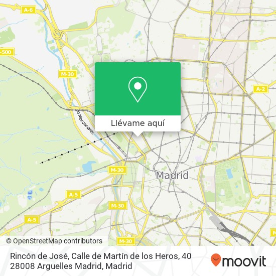 Mapa Rincón de José, Calle de Martín de los Heros, 40 28008 Arguelles Madrid