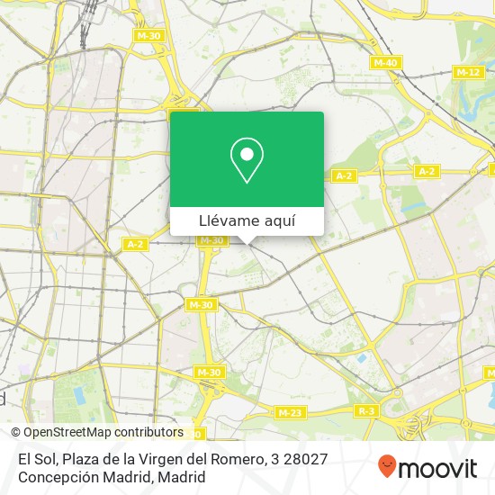 Mapa El Sol, Plaza de la Virgen del Romero, 3 28027 Concepción Madrid