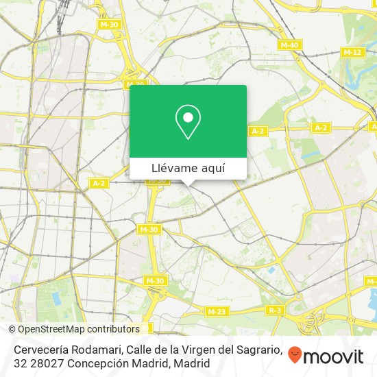 Mapa Cervecería Rodamari, Calle de la Virgen del Sagrario, 32 28027 Concepción Madrid