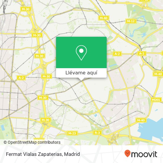 Mapa Fermat Vialas Zapaterias, Calle de Alcalá, 414 28027 Pueblo Nuevo Madrid
