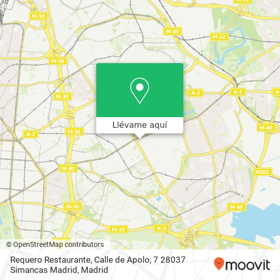 Mapa Requero Restaurante, Calle de Apolo, 7 28037 Simancas Madrid