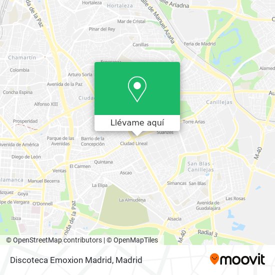 Mapa Discoteca Emoxion Madrid