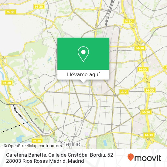 Mapa Cafeteria Banette, Calle de Cristóbal Bordiu, 52 28003 Rios Rosas Madrid