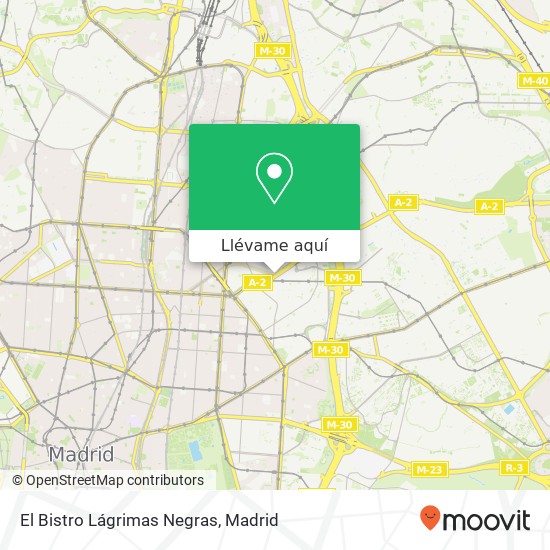 Mapa El Bistro Lágrimas Negras, Avenida de América 28002 Madrid
