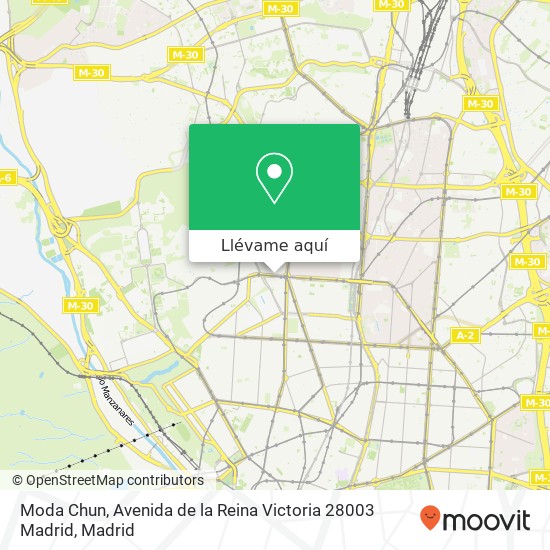 Mapa Moda Chun, Avenida de la Reina Victoria 28003 Madrid