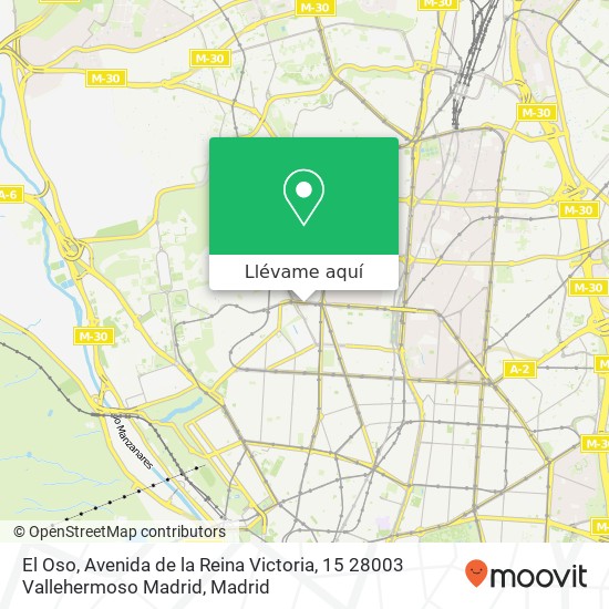 Mapa El Oso, Avenida de la Reina Victoria, 15 28003 Vallehermoso Madrid