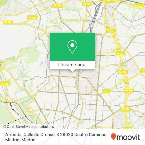 Mapa Afrodita, Calle de Orense, 8 28020 Cuatro Caminos Madrid