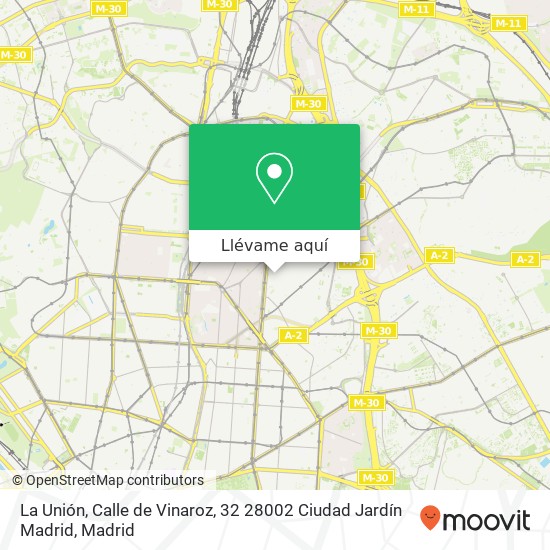 Mapa La Unión, Calle de Vinaroz, 32 28002 Ciudad Jardín Madrid