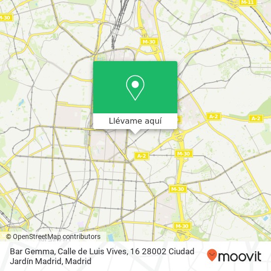 Mapa Bar Gemma, Calle de Luis Vives, 16 28002 Ciudad Jardín Madrid