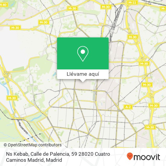 Mapa Ns Kebab, Calle de Palencia, 59 28020 Cuatro Caminos Madrid