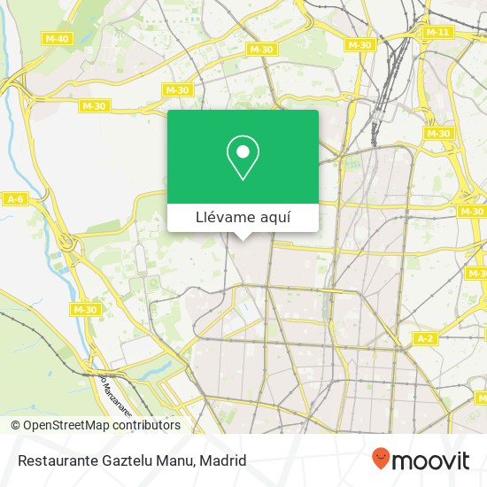 Mapa Restaurante Gaztelu Manu, Calle de Juan Pradillo, 1 28039 Bellas Vistas Madrid