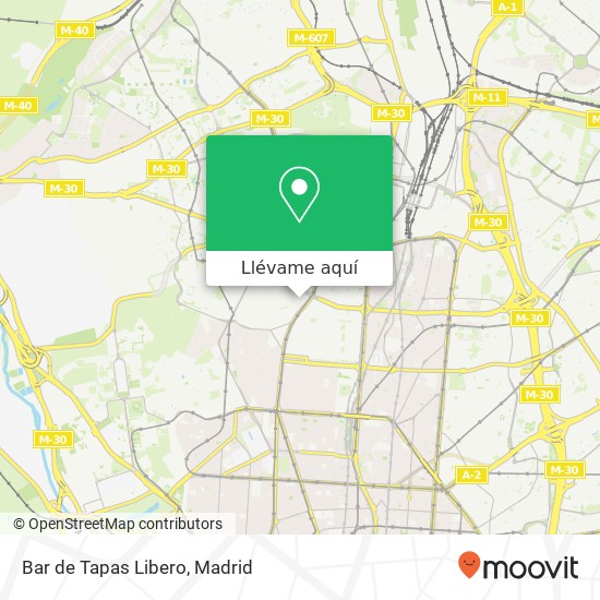 Mapa Bar de Tapas Libero, Calle de los Algodonales, 9 28039 Berruguete Madrid