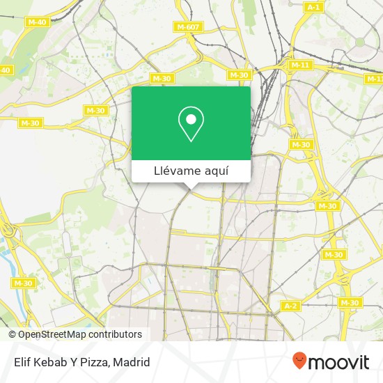 Mapa Elif Kebab Y Pizza, Calle de Sor Ángela de la Cruz, 34 28020 Castillejos Madrid