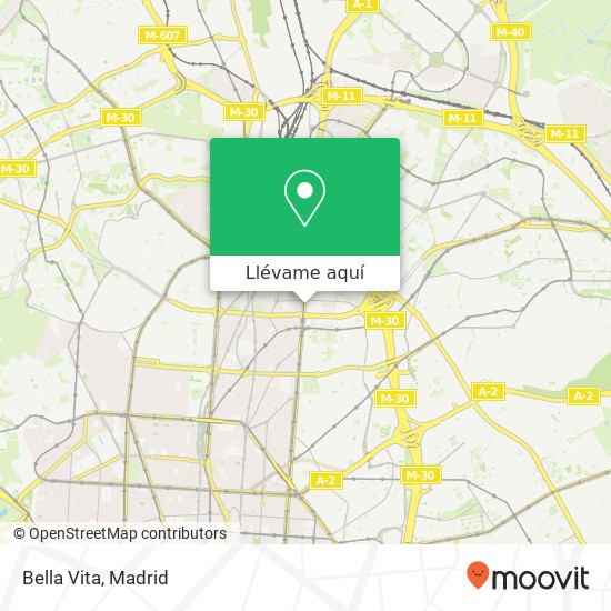 Mapa Bella Vita, Calle del Príncipe de Vergara, 280 28016 Nueva España Madrid