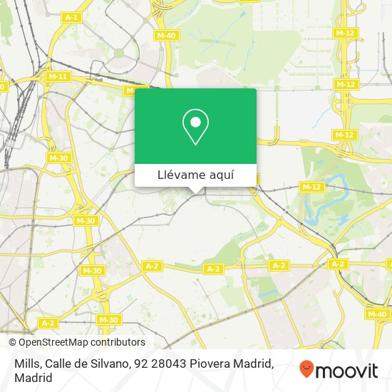 Mapa Mills, Calle de Silvano, 92 28043 Piovera Madrid
