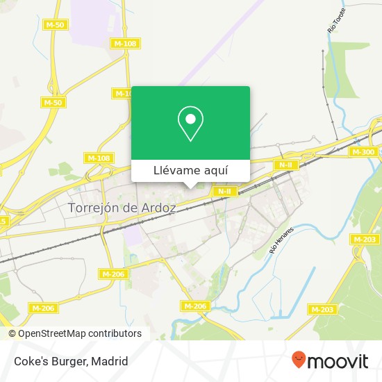 Mapa Coke's Burger, Calle de Aragón, 6 28850 Torrejón de Ardoz