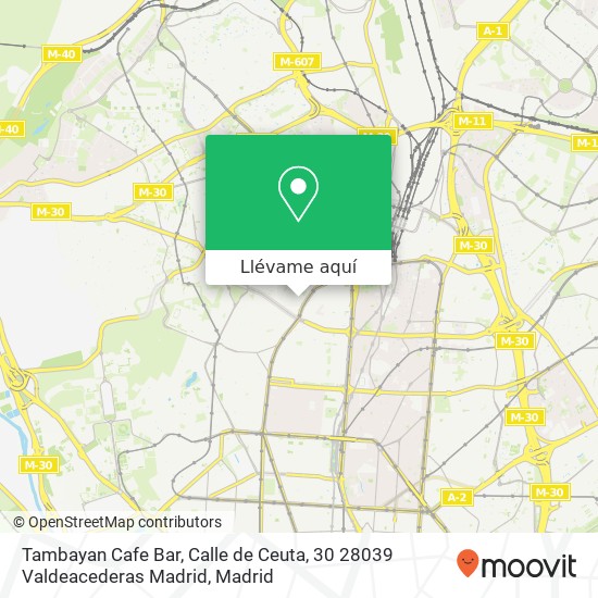 Mapa Tambayan Cafe Bar, Calle de Ceuta, 30 28039 Valdeacederas Madrid