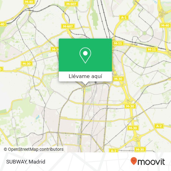 Mapa SUBWAY, Paseo de la Castellana, 218 28046 Madrid