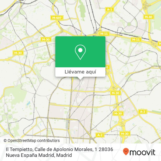 Mapa Il Tempietto, Calle de Apolonio Morales, 1 28036 Nueva España Madrid
