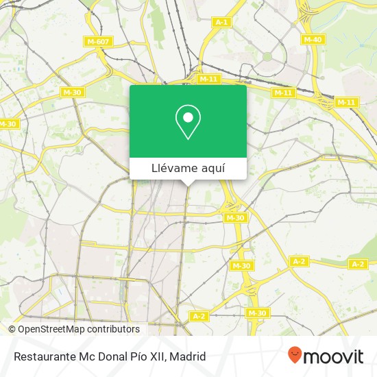 Mapa Restaurante Mc Donal Pío XII, Avenida de Pío XII 28016 Madrid