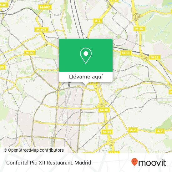 Mapa Confortel Pio XII Restaurant, Avenida de Pío XII, 77 28016 Castilla Madrid