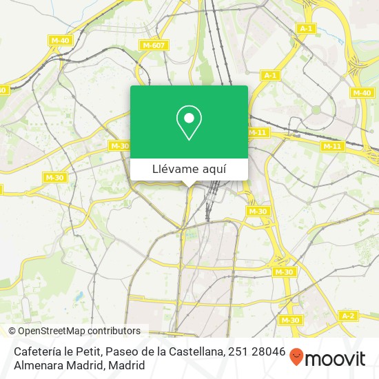 Mapa Cafetería le Petit, Paseo de la Castellana, 251 28046 Almenara Madrid