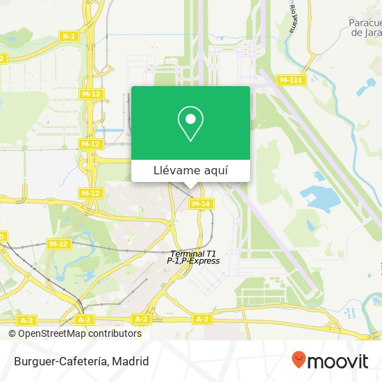 Mapa Burguer-Cafetería, Plaza del Jubilado 28042 Casco Histórico de Barajas Madrid