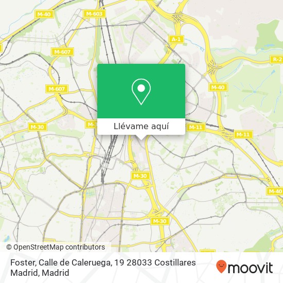 Mapa Foster, Calle de Caleruega, 19 28033 Costillares Madrid