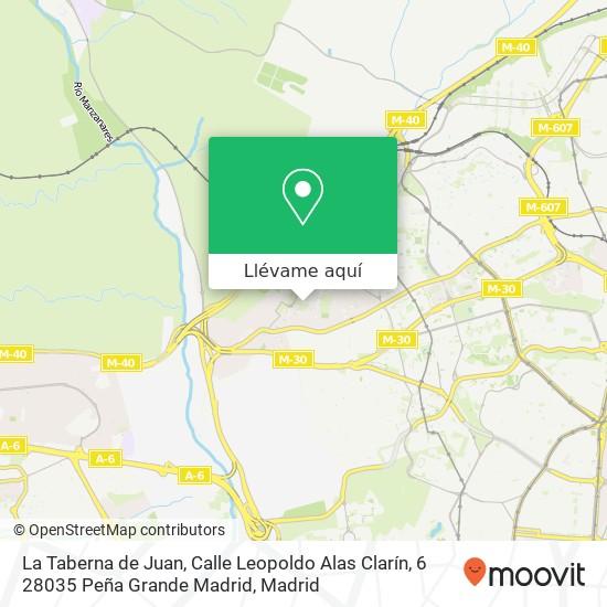 Mapa La Taberna de Juan, Calle Leopoldo Alas Clarín, 6 28035 Peña Grande Madrid