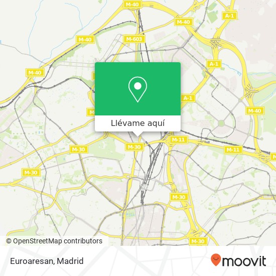 Mapa Euroaresan, Avenida Llano Castellano, 7 28034 Valverde Madrid